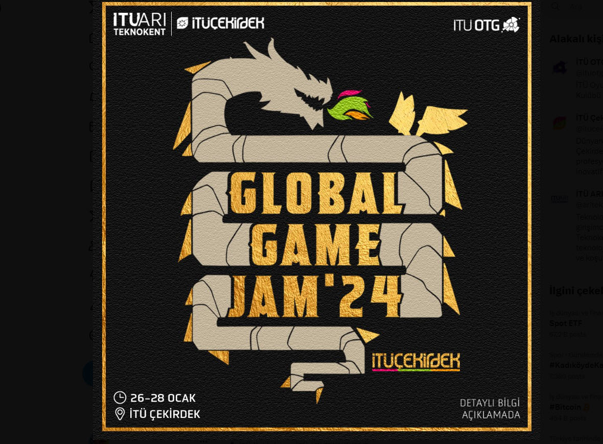  İTÜ OTG'den Global Game Jam'24 Etkinliği! 26-28 Ocak'ta Katılın!