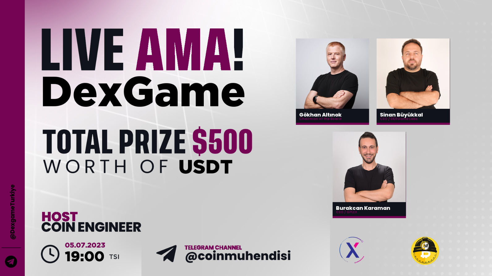 Coin Mühendisi?? olarak gururla duyuruyoruz: @DexGame_io ile gerçekleştireceğimiz #AMA etkinliği başlıyor!