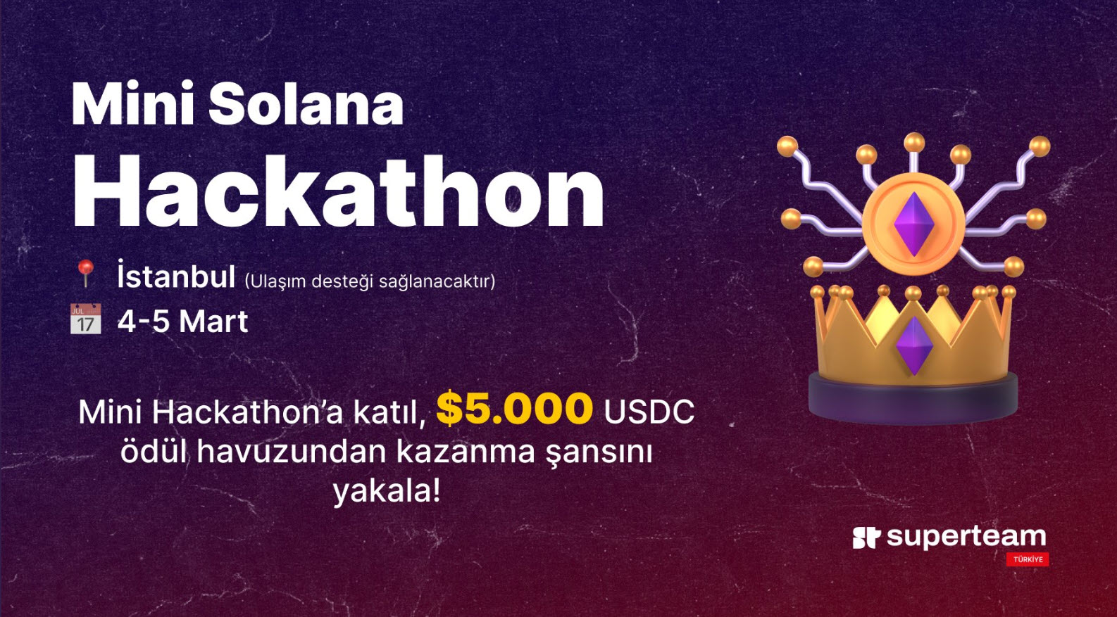 Mini Solana Hackathon'a katılarak kendini ispatlamak ve ödüller kazanmak ister misin? 