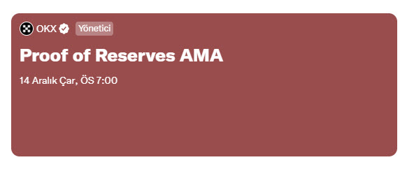 #OKX özel bir Rezerv Kanıtı AMA Twitter Alanı düzenliyor 