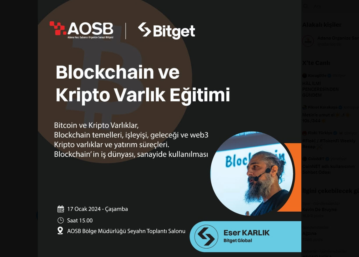 Adana Organize Sanayi Bölgesi'nde Blockchain ve Kripto Varlık Eğitimi!