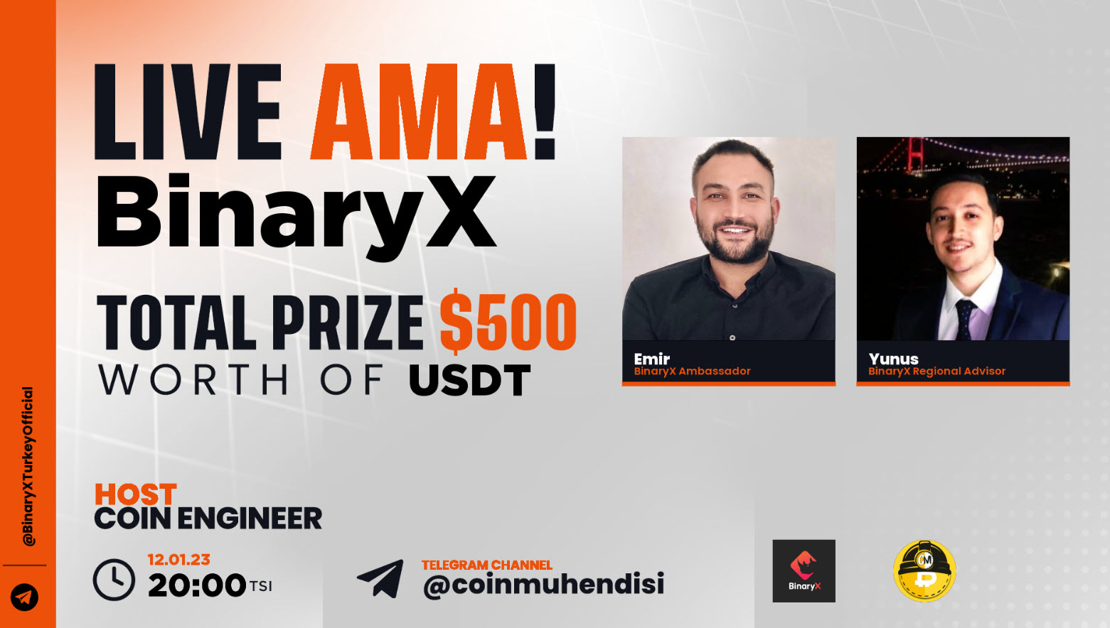 Ödüllü #BinaryX ile #AMA etkinliği düzenliyoruz // @coinmuhendisim