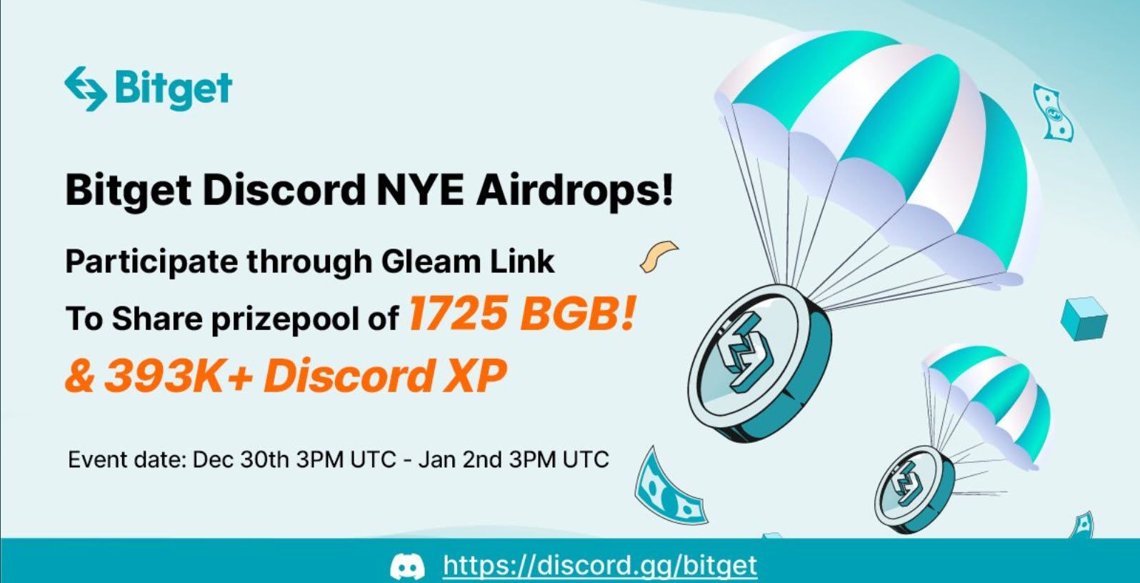 Celebrate the NYE, and join #Bitget Discord NYE Airdrops!
